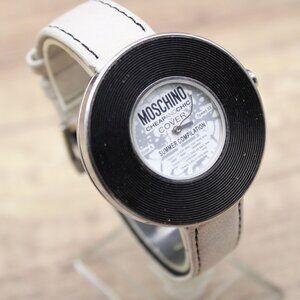 Moschino Watch Women Silver Tone Stainless Steel Classic Designer Round Dial Y2k